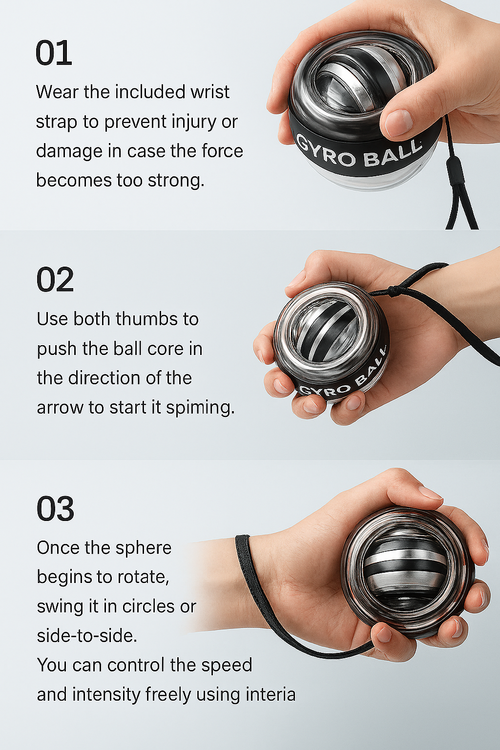 LED Gyroscopic Power Trainer Ball Autostart Range Gyro Power Wrist Ball Arm Hand Muscle Force Trainer Fitness Equipment